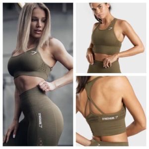 Gymshark Seamless Set- Bra & Legging in khaki green